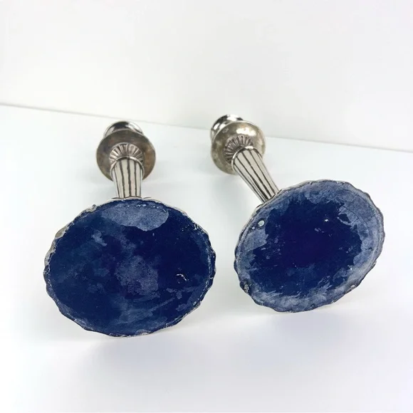 Set Of 2 Silver Plate Candlesticks Candelabra - Picture 7 of 9